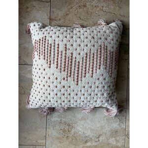 Embroidered Pillow With Tassels appx 16.5”
